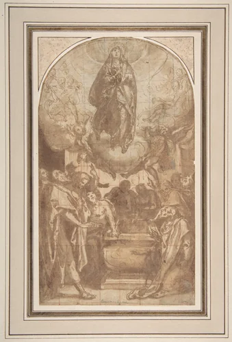 The Assumption of the Virgin by Cesare Nebbia, drawing, 1536-1614