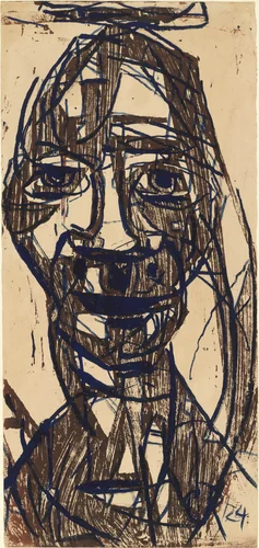 Large Head (Grosser Kopf) by Christian Rohlfs, print, 1922