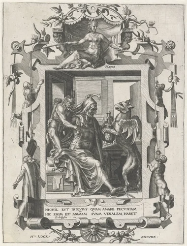 Dwaasheid van hebzucht en gierigheid by Unknown, print, 1532-1590