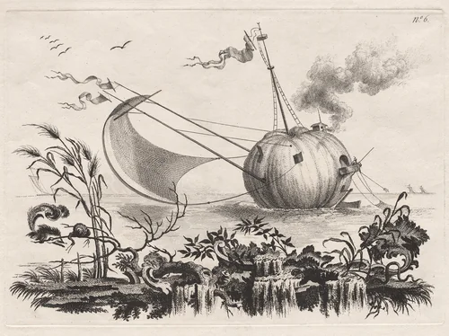 A Pumpkin Used as a Fishing Boat by Filippo Morghen, print, 1764-1774