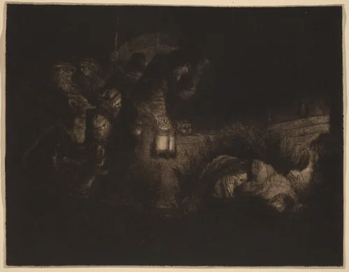 The Adoration of the Shepherds: a Night Piece by Rembrandt van Rijn, print, 1652