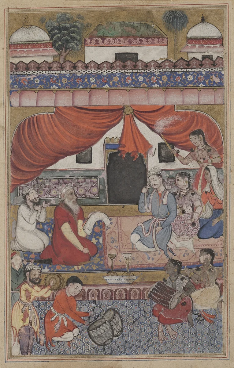 Preparation for the marriage of Mahmuda to the Young Vizier, from a Tuti-nama (Tales of a Parrot): Thirty-third Night by Unknown, painting, 1555-1565