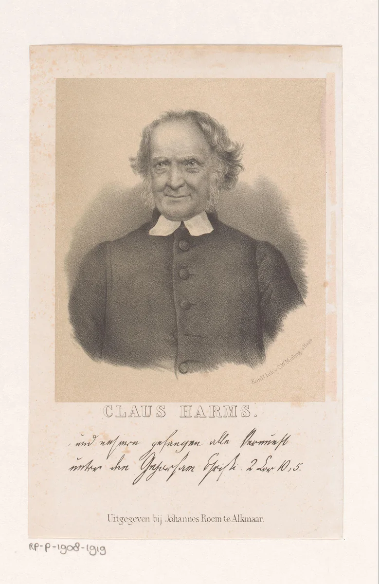 Portret van Claus Harms by anonymous, print, 1847-1865