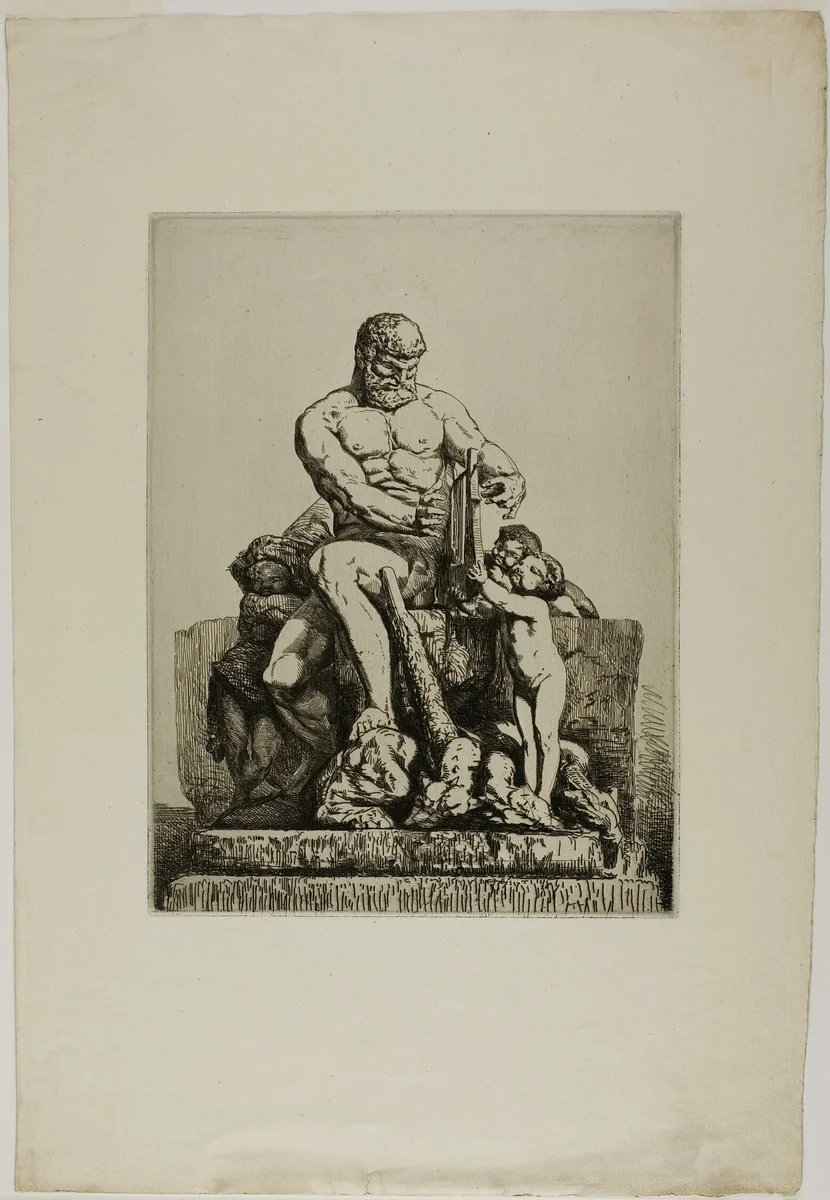 Hercules, plate one from Twelve Etchings by Chifflart by Nicholas-François Chifflart, print, 1865