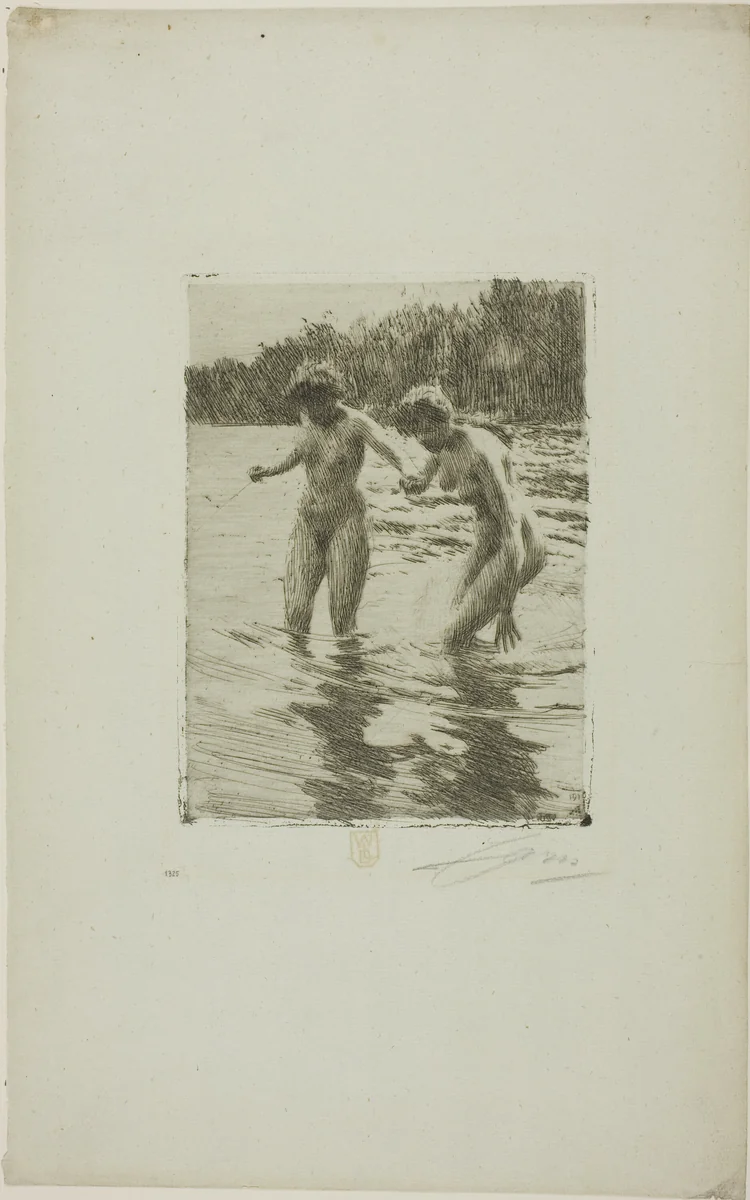 Two Bathers by Anders Zorn, print, 1910