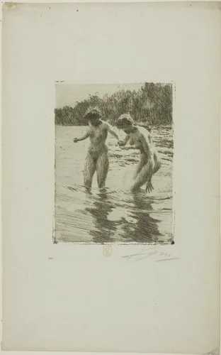 Two Bathers by Anders Zorn, print, 1910