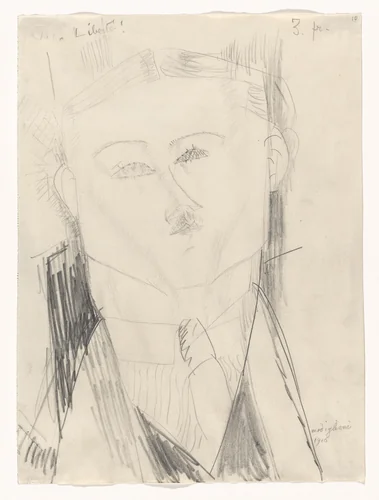 Paul Guillaume by Amedeo Modigliani, drawing, 1916