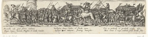 Militair konvooi, vergezeld door de Dood by Unknown, print, 1588-1623