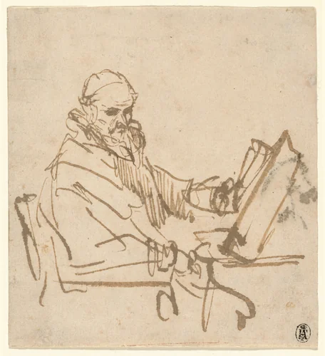 Jan Cornelisz Sylvius, the Preacher by Rembrandt van Rijn, drawing, 1644-1645