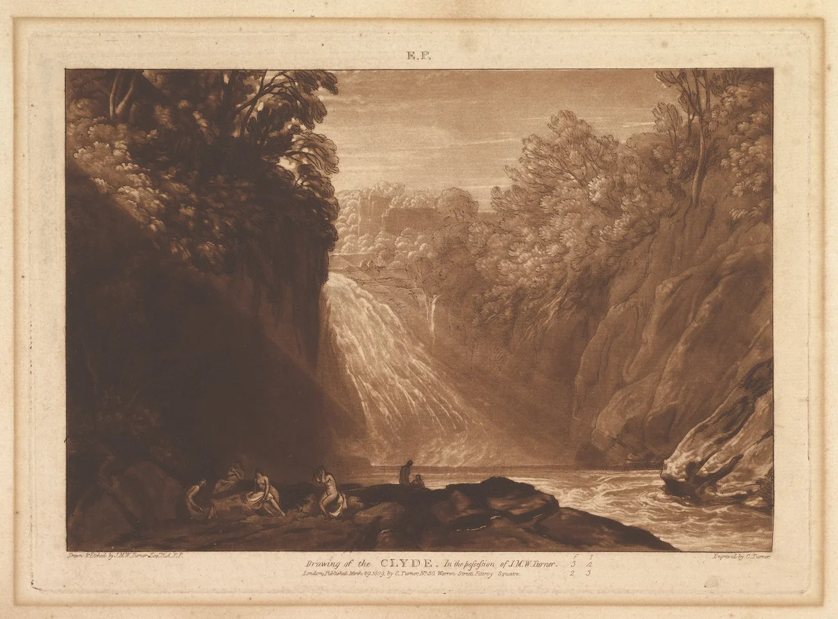 Drawing of the Clyde (Liber Studiorum, part IV, plate 18) by Joseph Turner, print, 1809