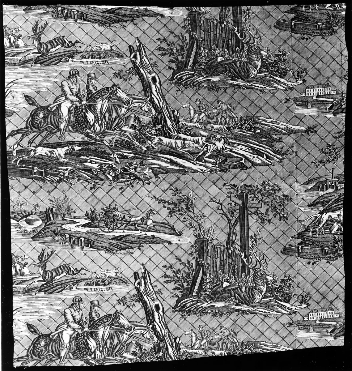 La Route de Jouy (The Road to Jouy) (Furnishing Fabric) by Horace Vernet, textile, 1815-1835