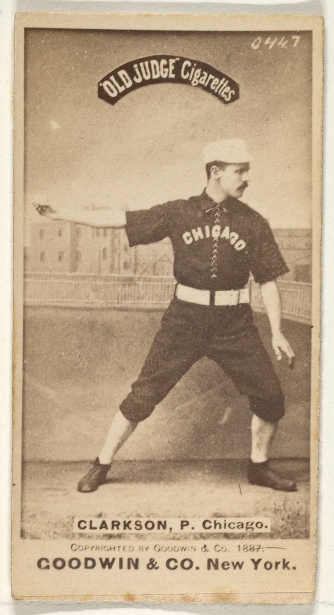Clarkson, Pitcher, Chicago, from the Old Judge series (N172) for Old Judge Cigarettes by Goodwin & Company, photograph, 1887