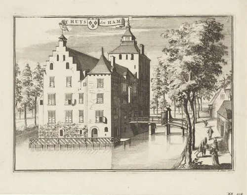 Gezicht op kasteel Den Ham by Jan van Vianen, print, 1698
