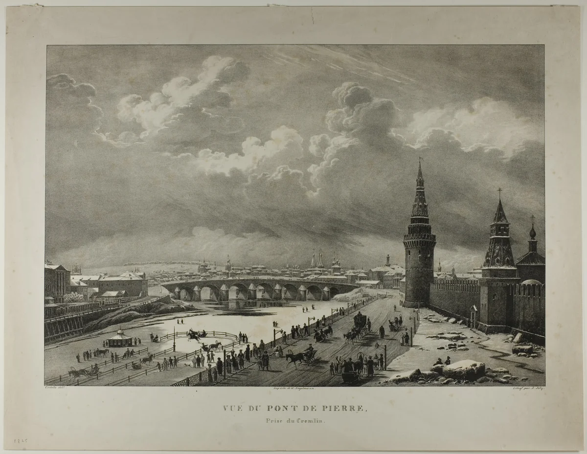 View of the Stone Bridge from the Kremlin by Alexis Victor Joly, print, 1833