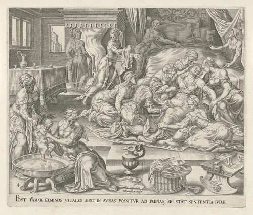 Geboorte van Peres en Zerach by Unknown, print, 1564-1568