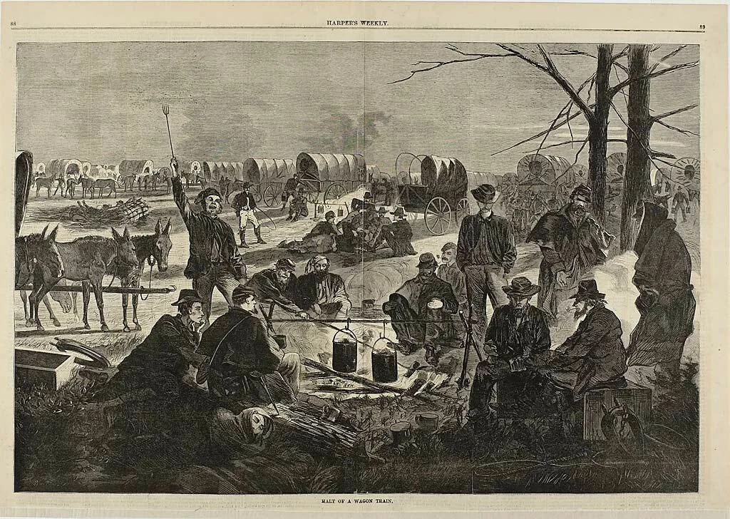 Halt of a Wagon Train by Winslow Homer, print, 1864