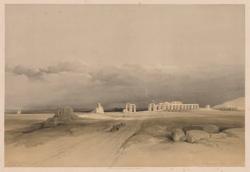 Egypt and Nubia: Volume II - No. 8, Ruins of the Memnonium, Thebes by Louis Haghe, print, 1838