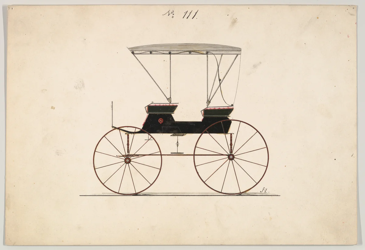 Extension Top Phaeton #111 by Brewster & Co., drawing, 1860-1870