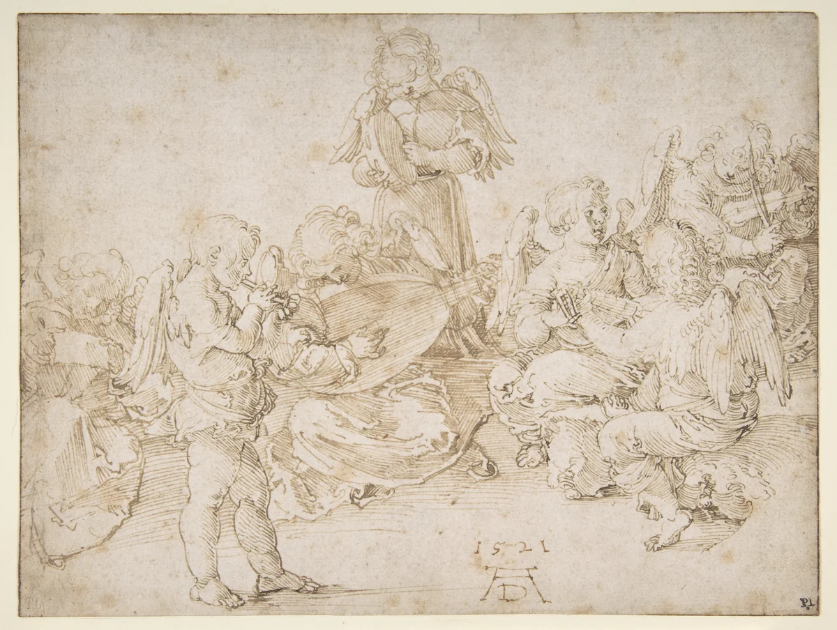 Music-Making Angels by Albrecht Dürer, drawing, 1521