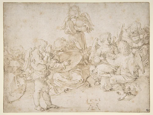 Music-Making Angels by Albrecht Dürer, drawing, 1521