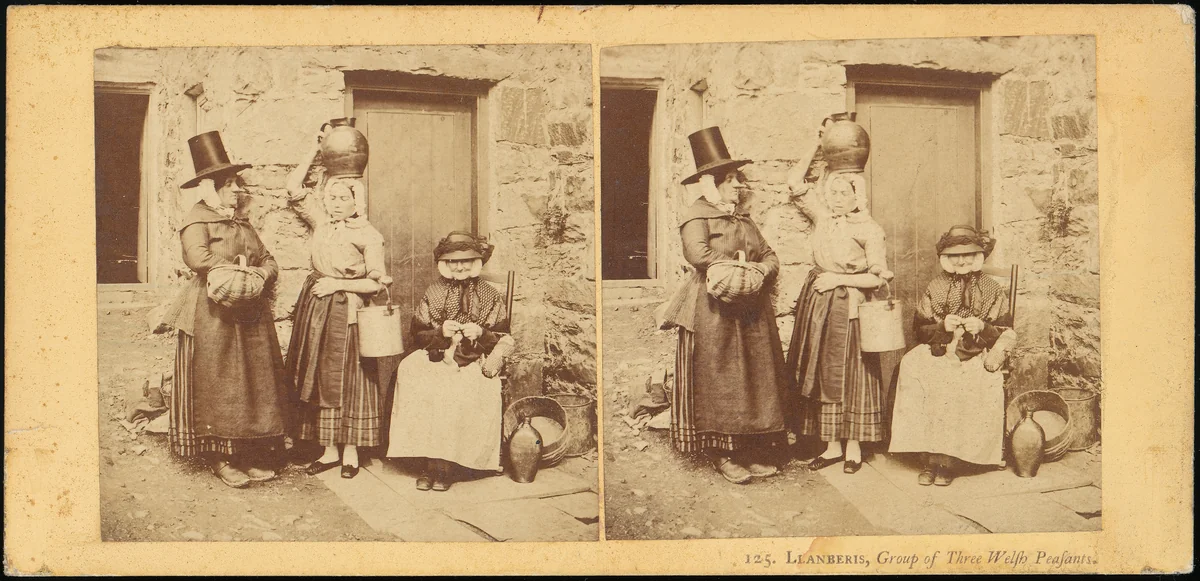 Llanberis, Group of Three Welsh Peasants by London Stereoscopic Company, photograph, 1850-1919