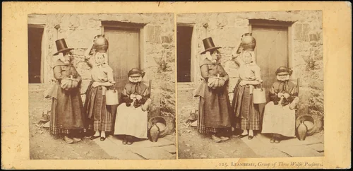 Llanberis, Group of Three Welsh Peasants by London Stereoscopic Company, photograph, 1850-1919