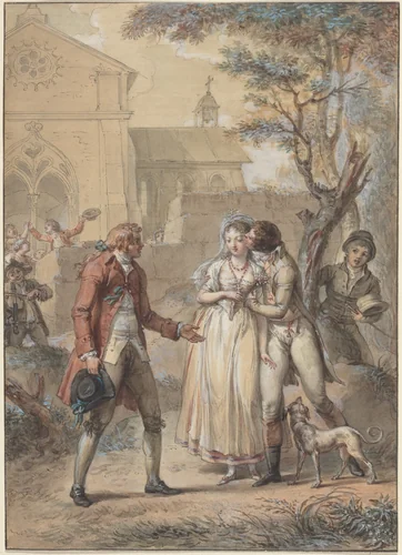 The Kiss Returned by Jacques Louis François Touzé, drawing, 1795