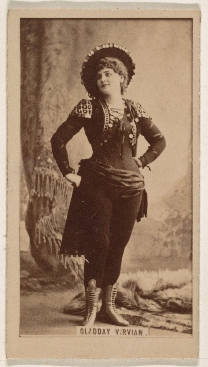 Gladday Virvian, from the Actresses series (N245) issued by Kinney Brothers to promote Sweet Caporal Cigarettes by Kinney Brothers Tobacco Company, photograph, 1890