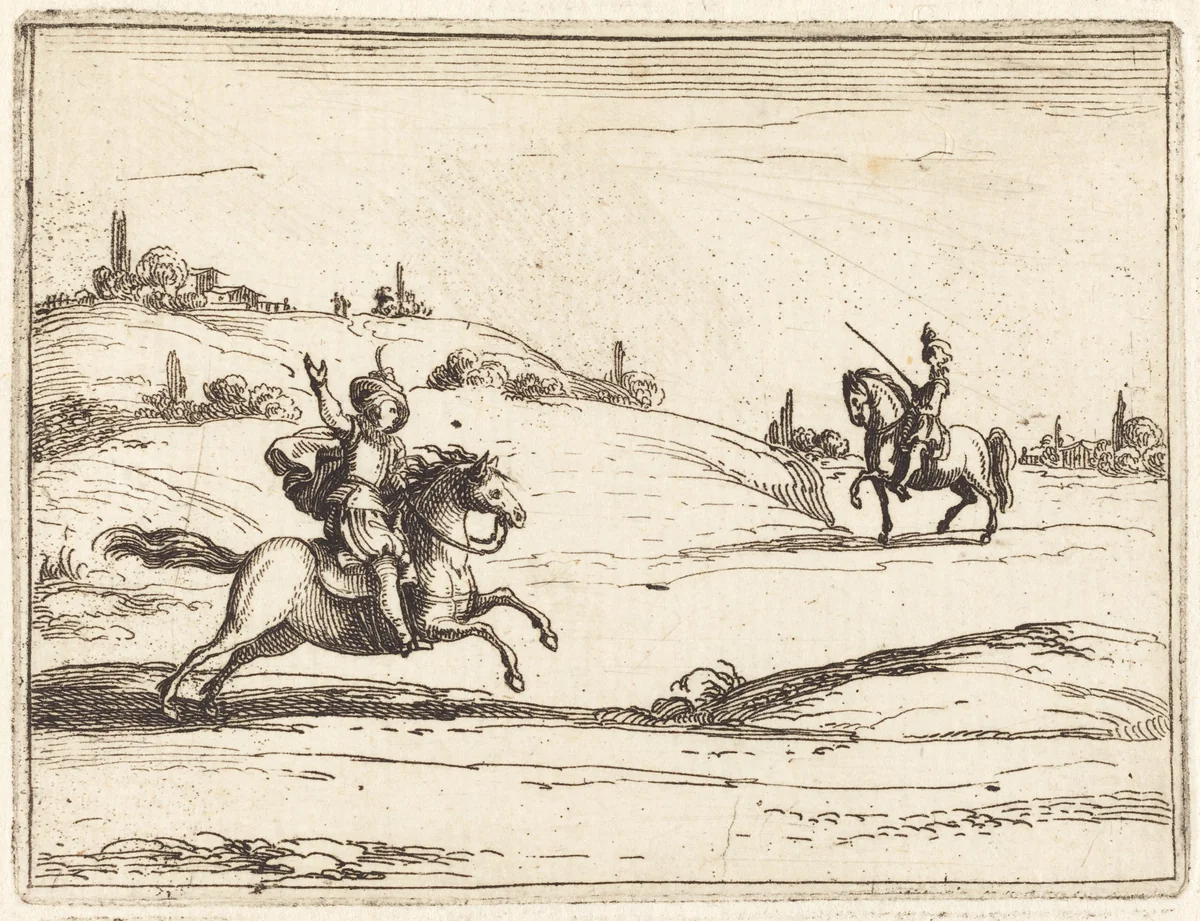 Two Knights by Jacques Callot, print, 1628