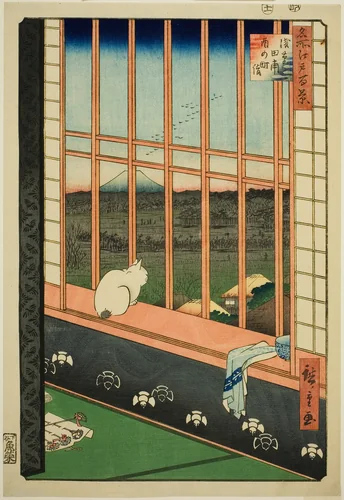 Asakusa Rice Fields and Torinomachi Festival (Asakusa tanbo Torinomachi mode), from the series "One Hundred Famous Views of Edo (Meisho Edo hyakkei)" by Utagawa Hiroshige (歌川広重), print, 1852-1863