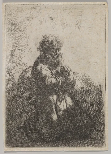 St. Jerome in Prayer by Rembrandt van Rijn, print, 1635