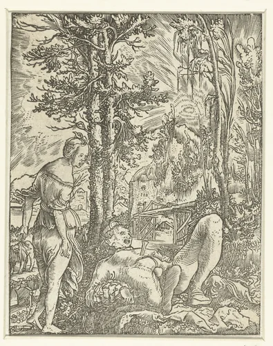Pyramus en Thisbe by Unknown, print, 1500-1553