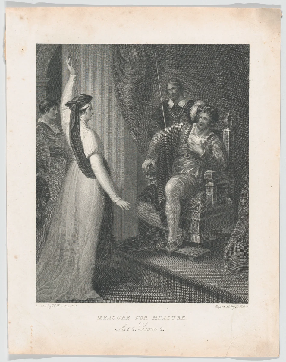 Isabella and Angelo (Shakespeare, Measure for Measure, Act 2, Scene 2) by James Fittler, print, 1794