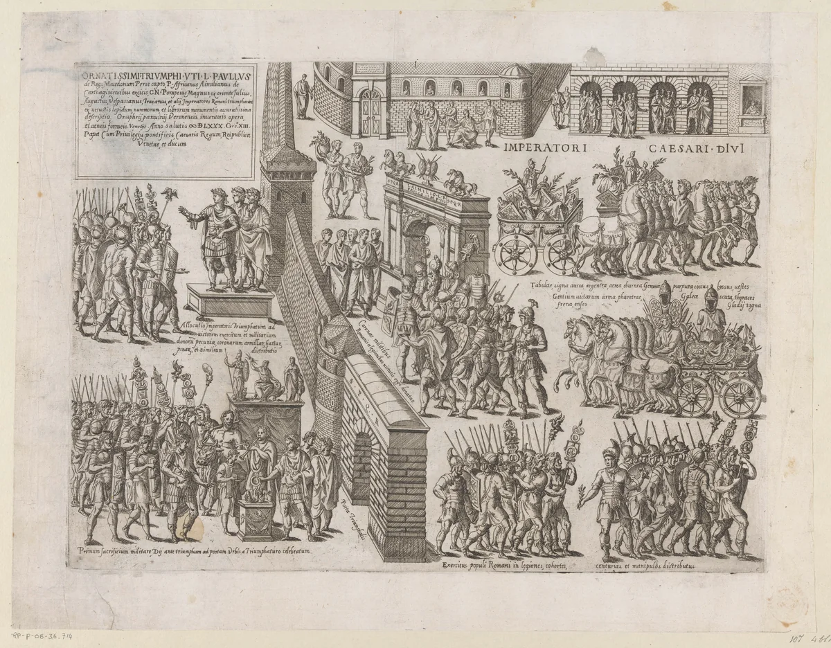Romeinse triomftocht by Unknown, print, 1580