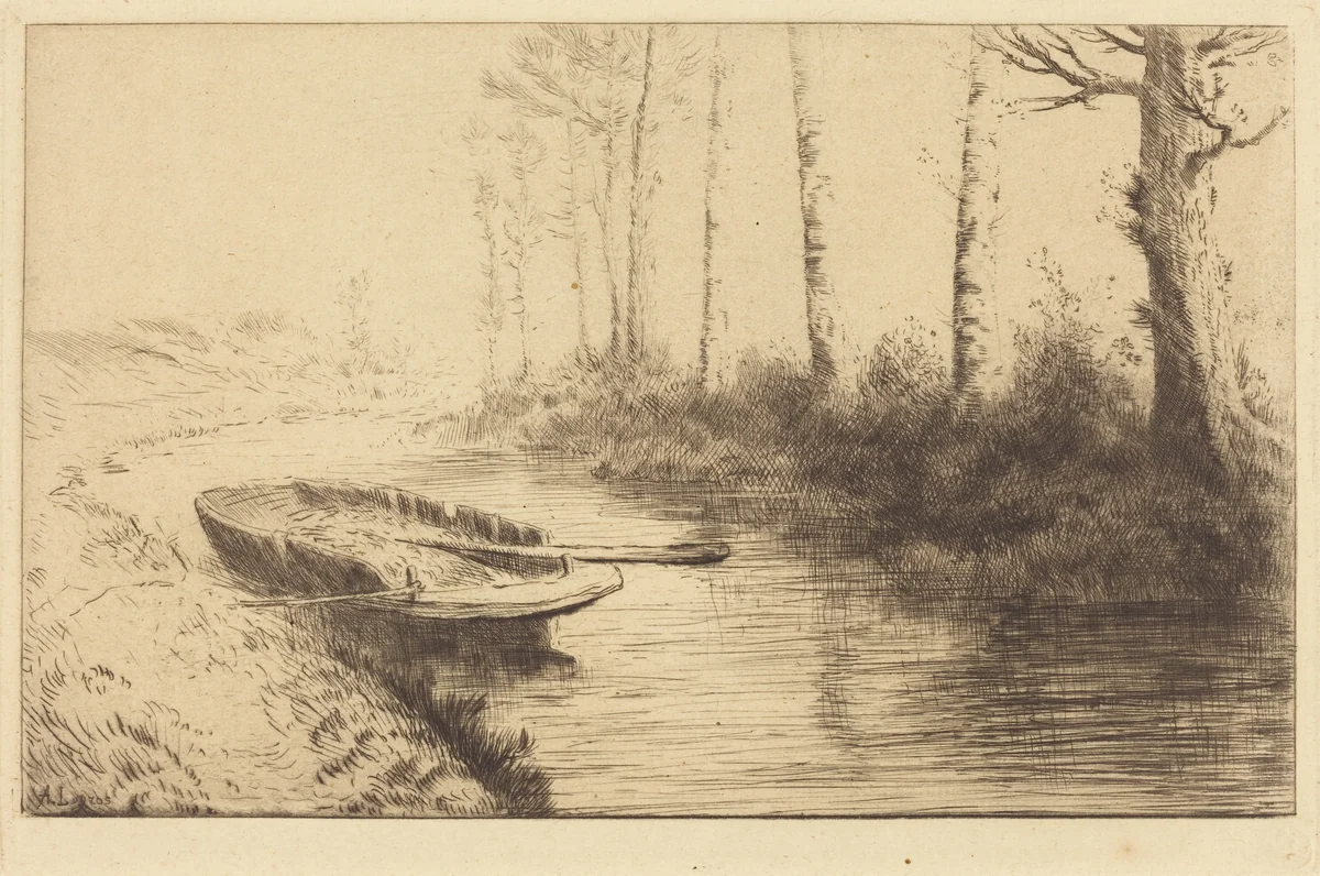 Canal Seen by Morning Light (Le canal: Effet du matin) by Alphonse Legros, print, 1837-1911