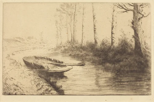 Canal Seen by Morning Light (Le canal: Effet du matin) by Alphonse Legros, print, 1837-1911