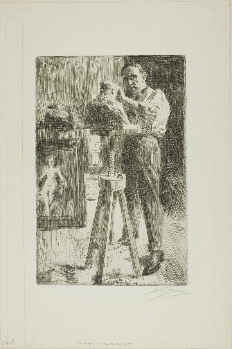 Prince Paul Troubetzkoy I (Whole length) by Anders Zorn, print, 1908