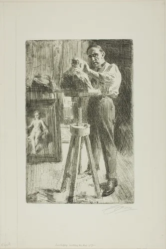 Prince Paul Troubetzkoy I (Whole length) by Anders Zorn, print, 1908