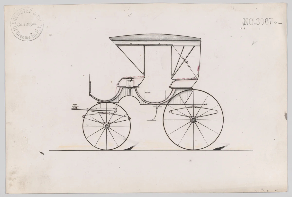 Design for Park Phaeton, no. 3067a by Brewster & Co., drawing, 1874