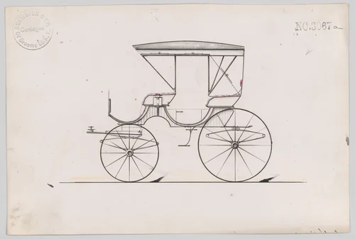 Design for Park Phaeton, no. 3067a by Brewster & Co., drawing, 1874
