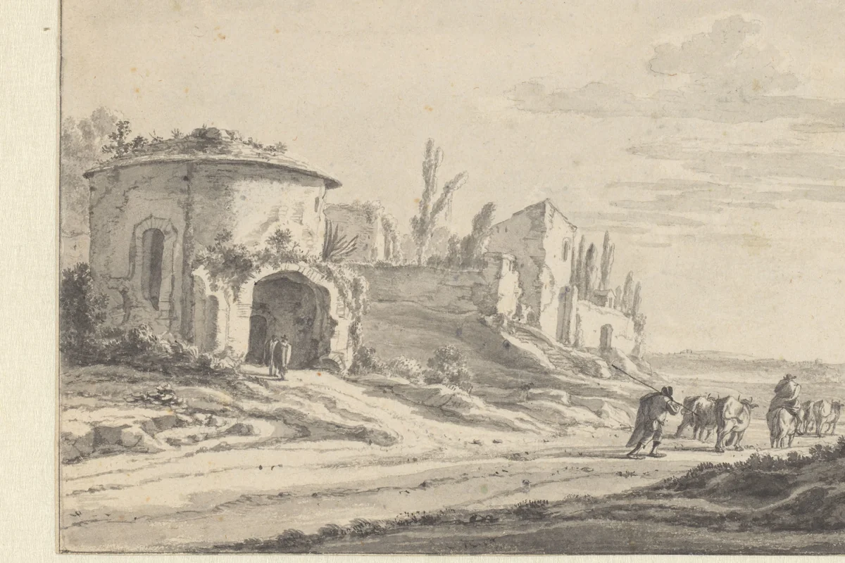 View of S. Teodoro in Rome by Jan Asselijn, drawing, 1645-1646