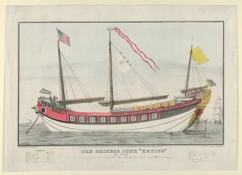 The Chinese Junk "Keying"–Captain Kellett–As she appeared in New York harbour July 13th, 1847–212 days from Canton.–720 tons burthen by Nathaniel Currier, print, 1847
