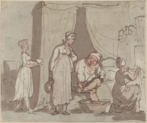 The Foot Bath (Drying Out) by Thomas Rowlandson, drawing, 1756-1827