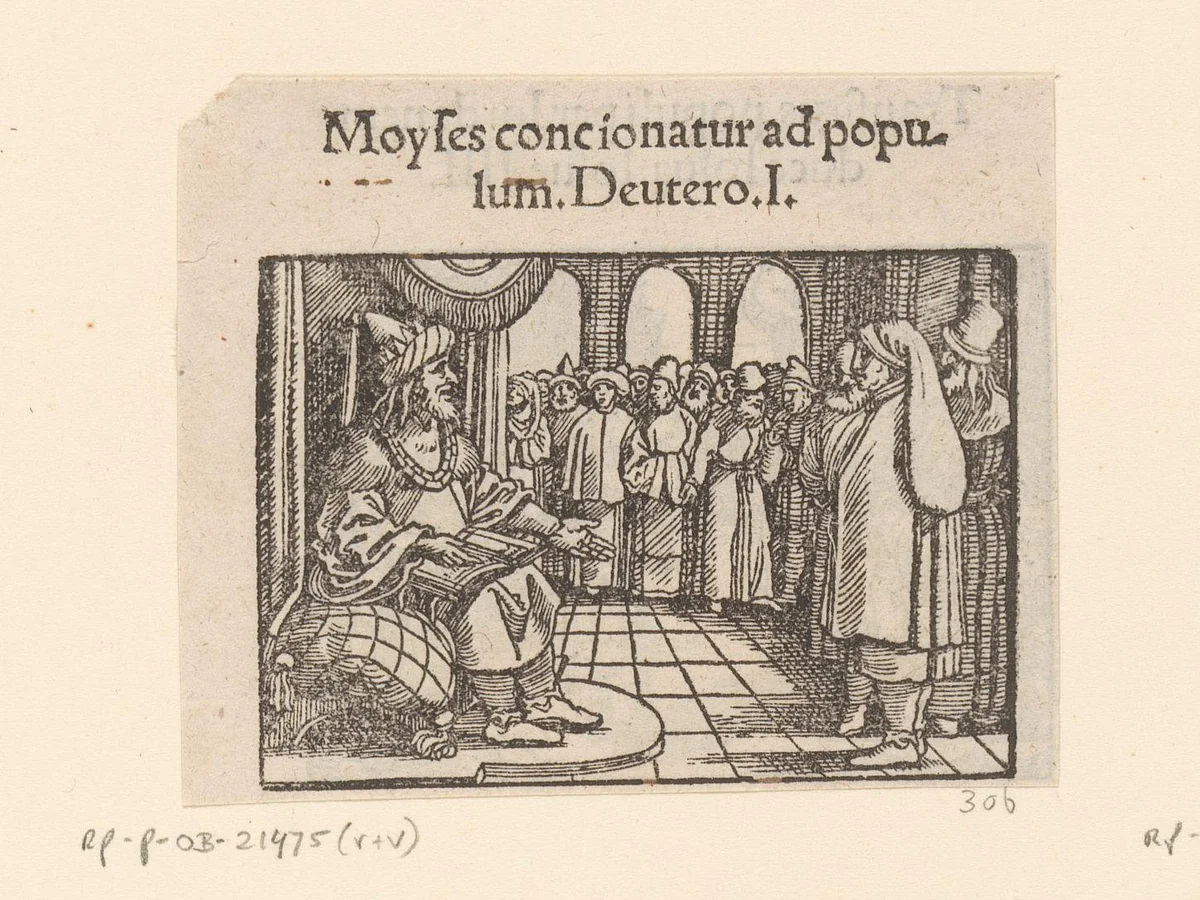 Mozes leest de Wet voor by anonymous, print, 1530-1533