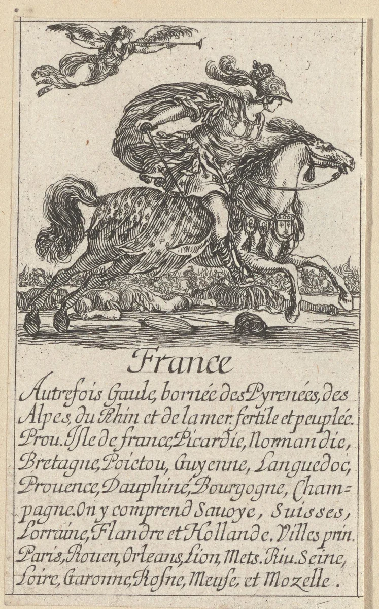 Vrouw uit Frankrijk te paard by Stefano della Bella, print, 1620-1664