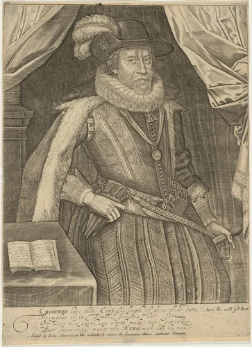 James I by Anonymous Artist; Hieronymus Wierix, print, 1553-1619