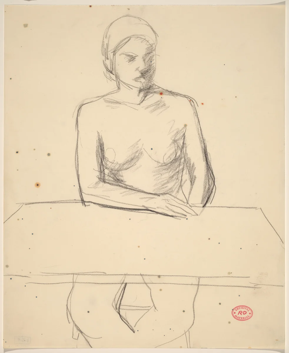 Untitled [woman seated at tabletop] by Richard Diebenkorn, drawing, 1955-1967