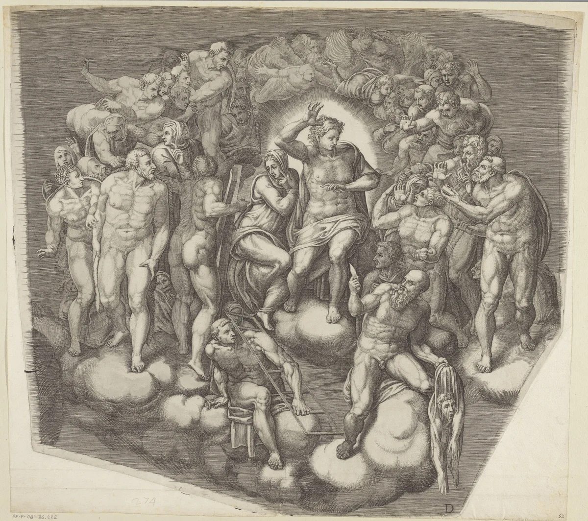Het laatste oordeel, blad D by Giorgio Ghisi, print, 1530-1582