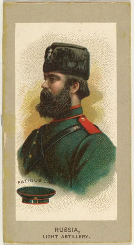 Fatigue Cap, Light Artillery, Russia, from the Military Uniforms series (T182) issued by Abdul Cigarettes by Abdul Cigarettes, print, 1881