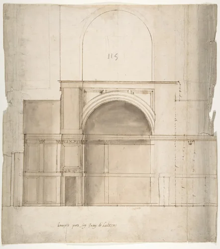S. Giovanni Laterno, Oratorio della Santa Croce, section (recto) blank (verso) by anonymous, drawing, 1500-1560